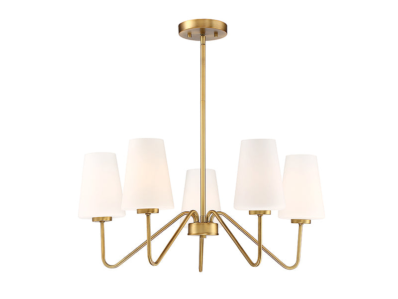 Meridian M10060NB Five Light Chandelier, Natural Brass