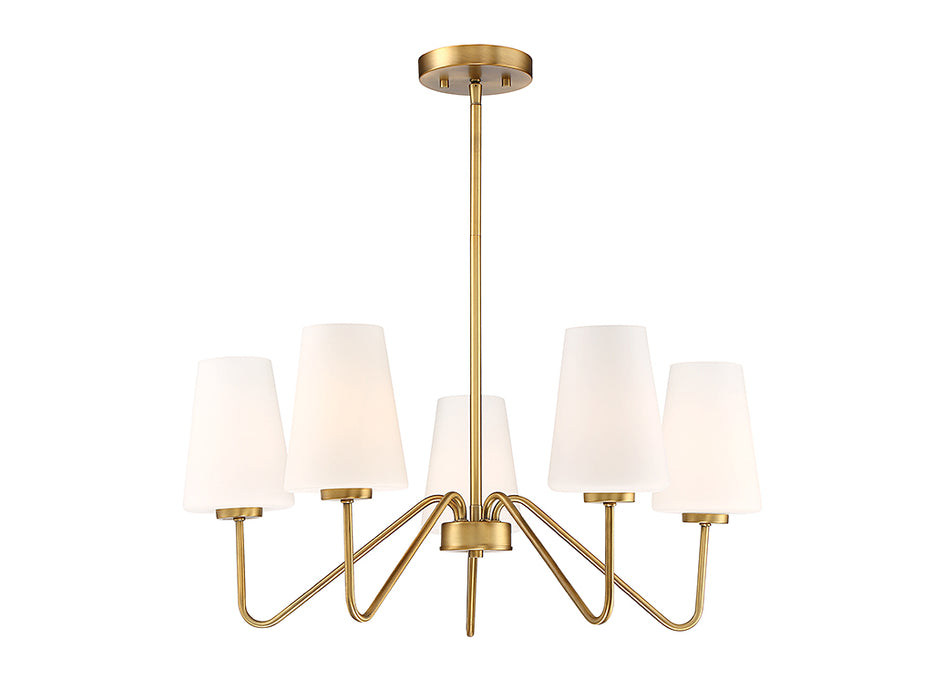 Meridian M10060NB Five Light Chandelier, Natural Brass