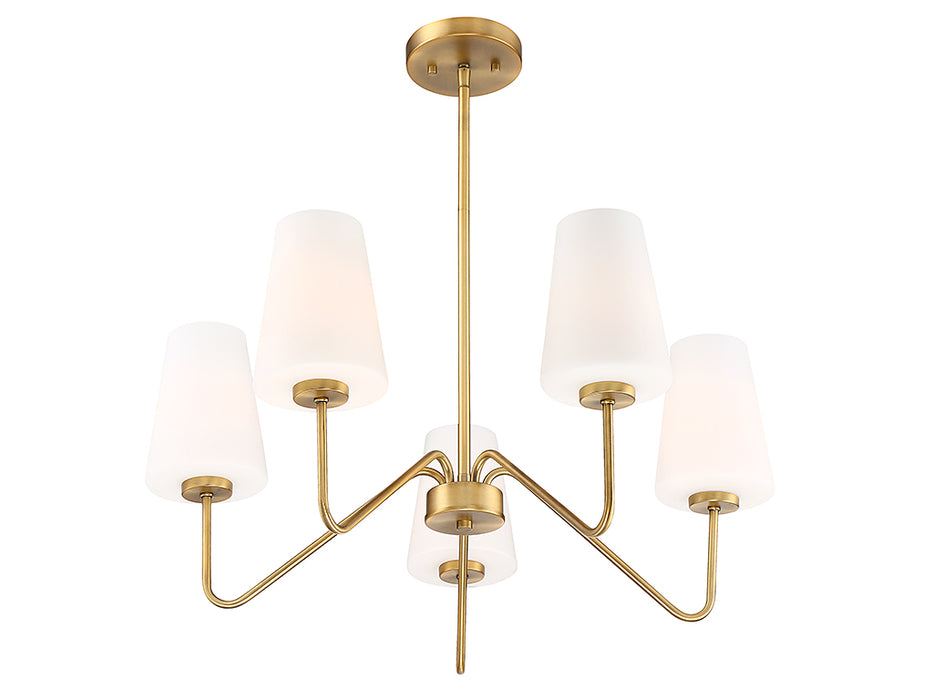 Meridian M10060NB Five Light Chandelier, Natural Brass