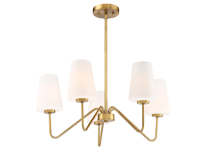 Meridian M10060NB Five Light Chandelier, Natural Brass