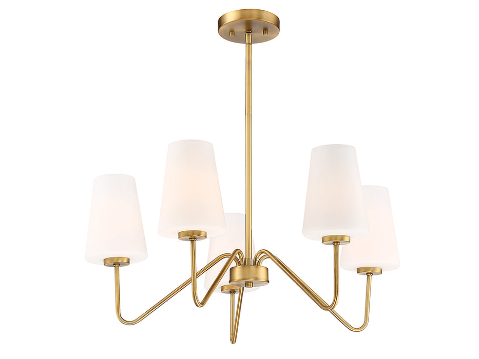 Meridian M10060NB Five Light Chandelier, Natural Brass