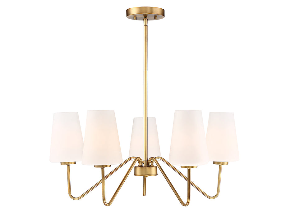 Meridian M10060NB Five Light Chandelier, Natural Brass