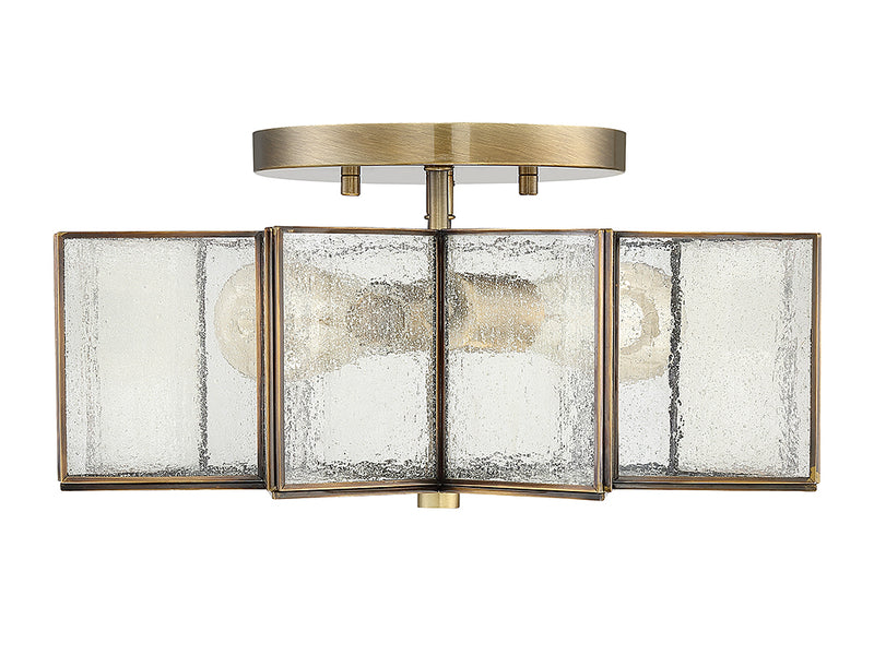 Meridian M60004NB Two Light Semi-Flush Mount, Natural Brass