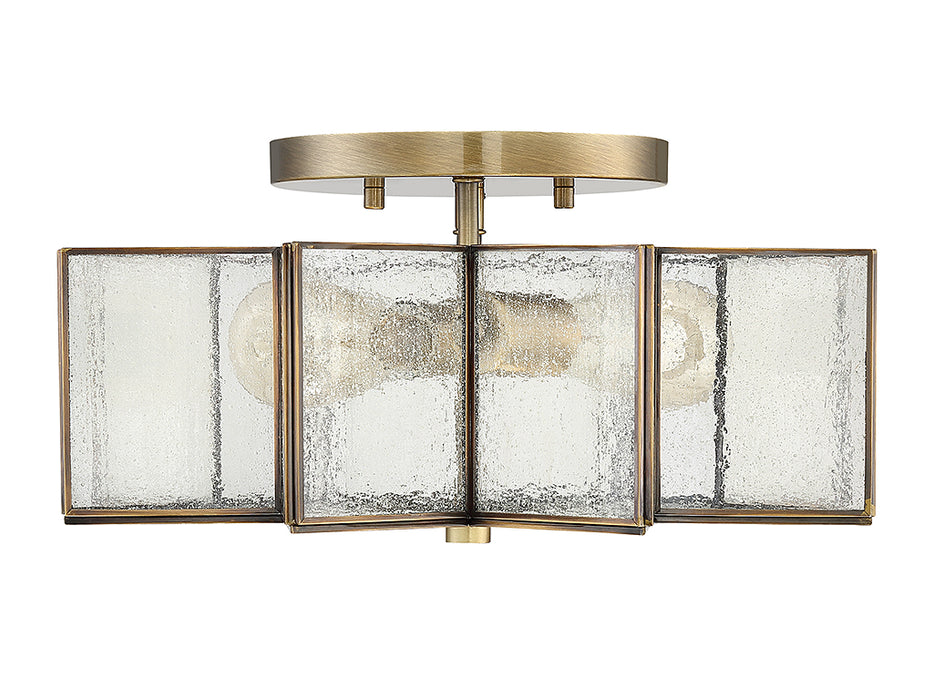 Meridian M60004NB Two Light Semi-Flush Mount, Natural Brass