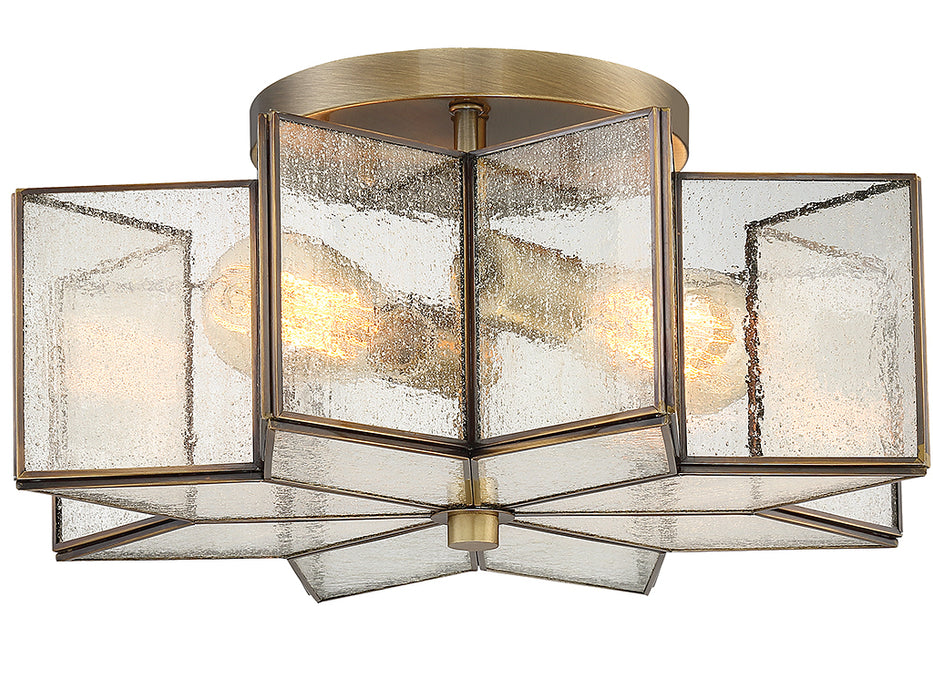 Meridian M60004NB Two Light Semi-Flush Mount, Natural Brass