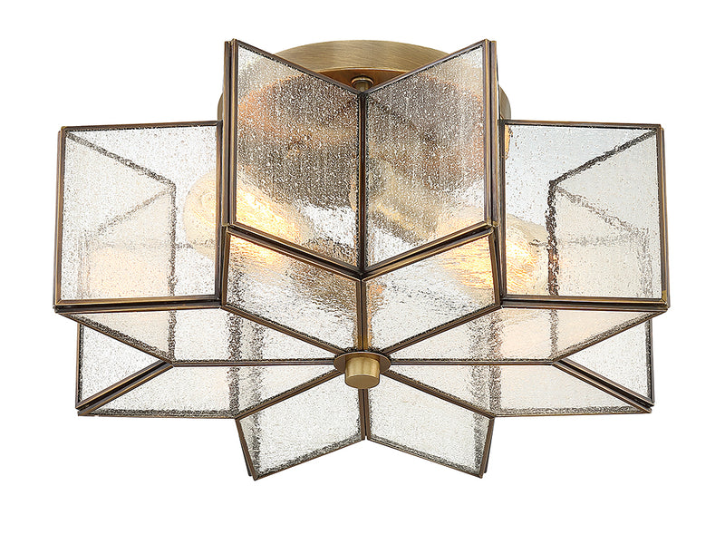 Meridian M60004NB Two Light Semi-Flush Mount, Natural Brass