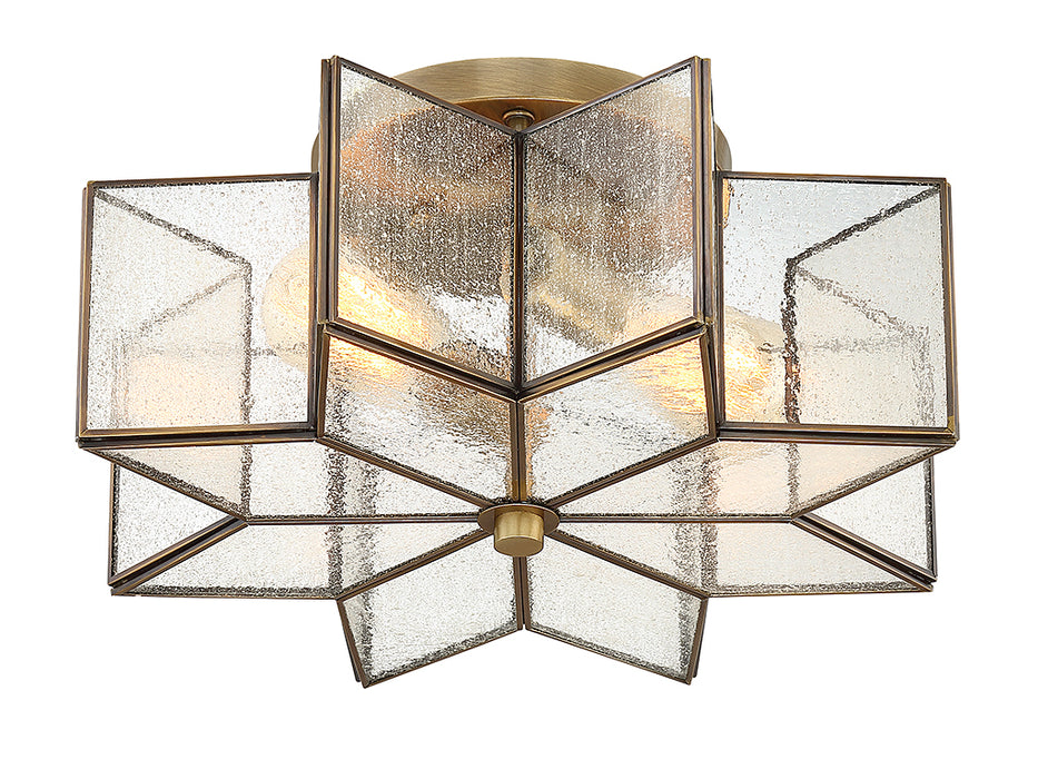 Meridian M60004NB Two Light Semi-Flush Mount, Natural Brass