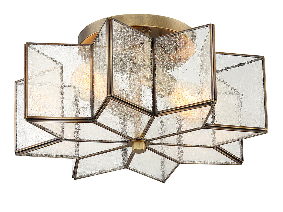 Meridian M60004NB Two Light Semi-Flush Mount, Natural Brass