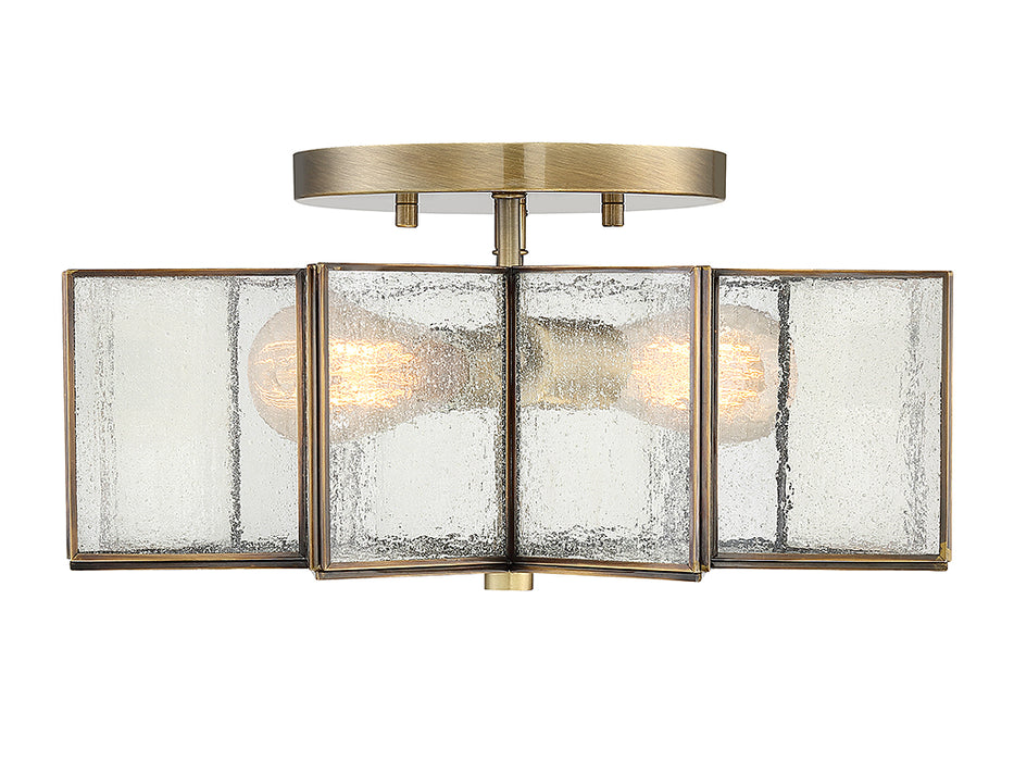 Meridian M60004NB Two Light Semi-Flush Mount, Natural Brass
