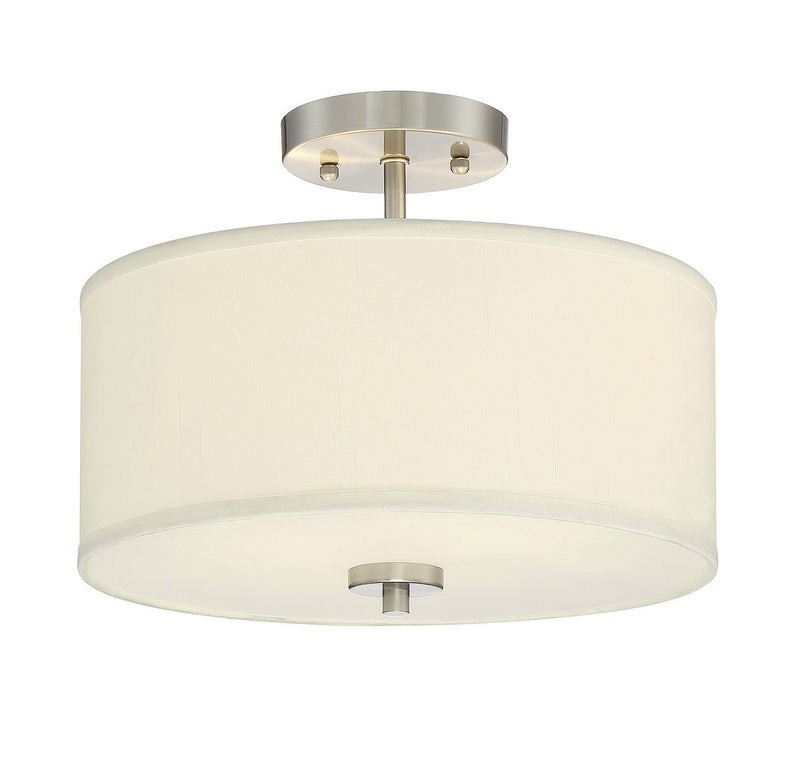 Meridian M60008BN Two Light Semi-Flush Mount, Brushed Nickel