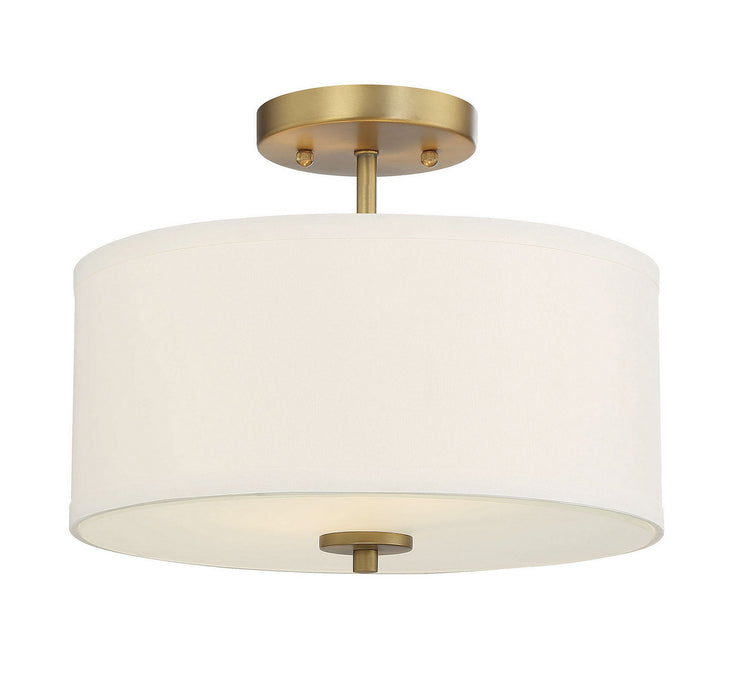Meridian M60008NB Two Light Semi-Flush Mount, Natural Brass