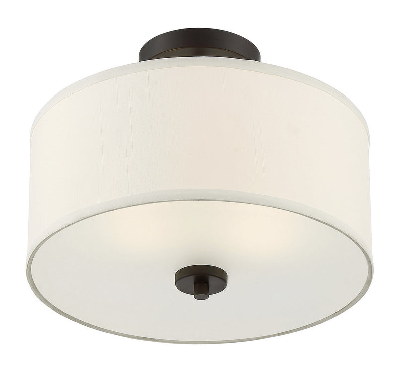 Meridian M60008ORB Two Light Semi-Flush Mount, Oil Rubbed Bronze