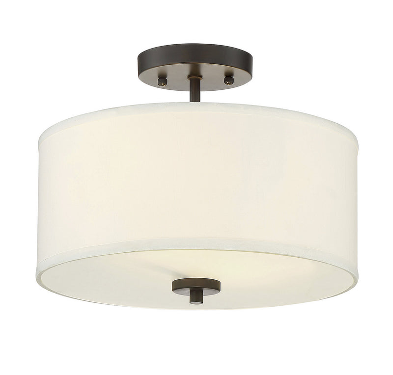 Meridian M60008ORB Two Light Semi-Flush Mount, Oil Rubbed Bronze