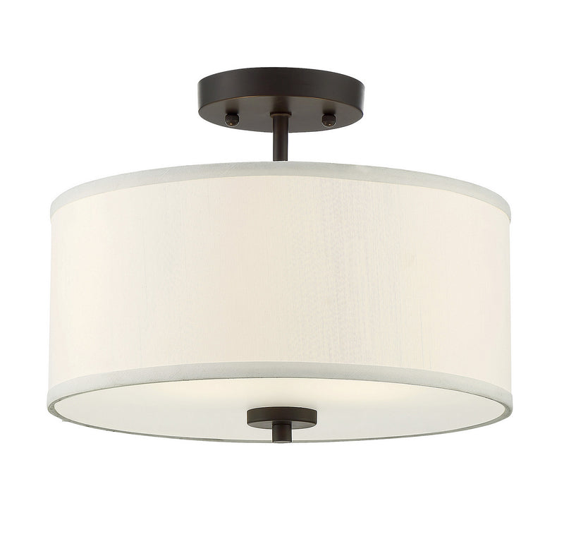 Meridian M60008ORB Two Light Semi-Flush Mount, Oil Rubbed Bronze