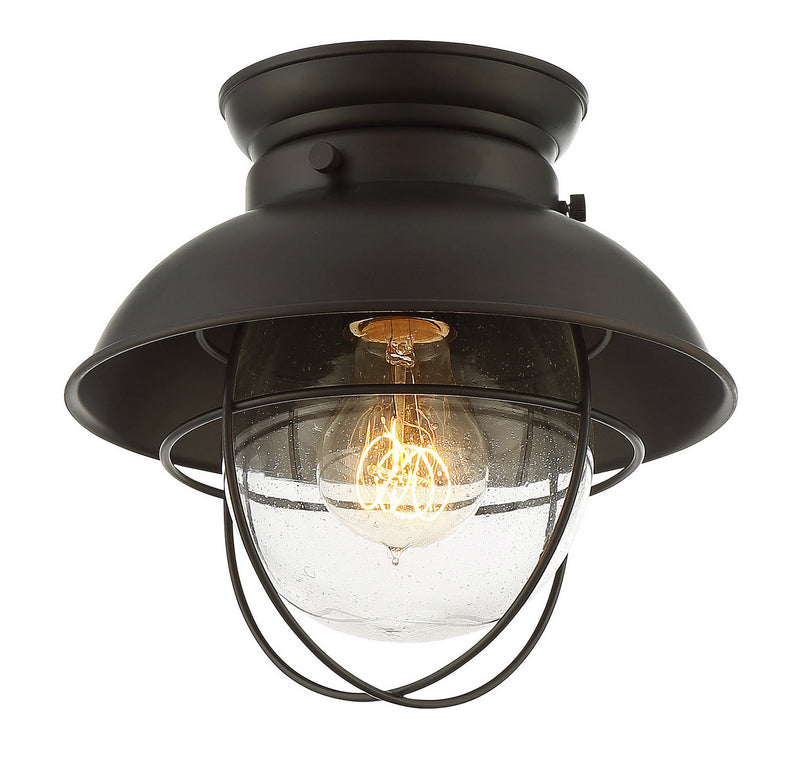 Meridian M60009ORB One Light Flush Mount, Oil Rubbed Bronze