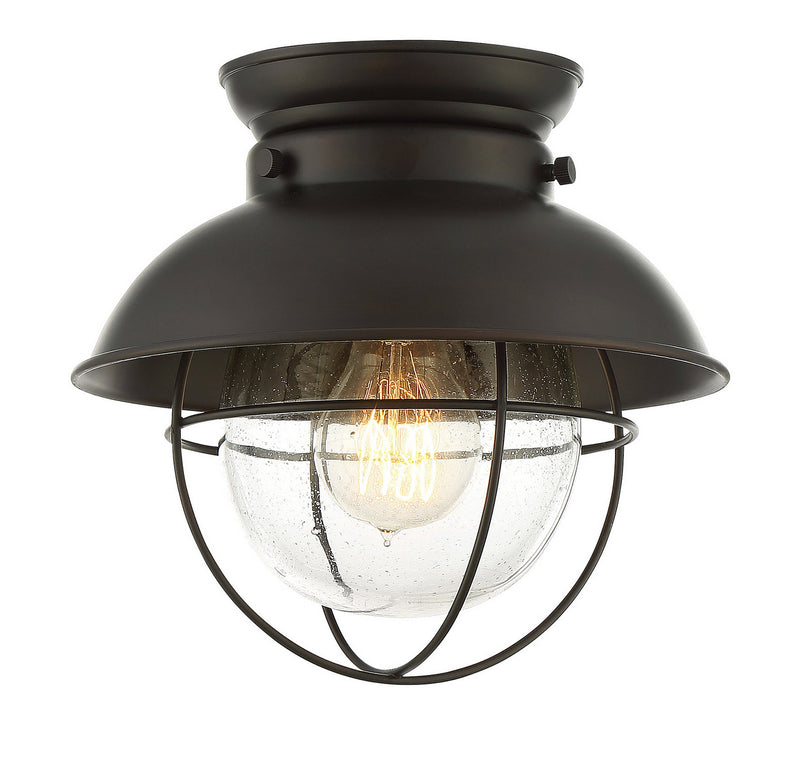 Meridian M60009ORB One Light Flush Mount, Oil Rubbed Bronze