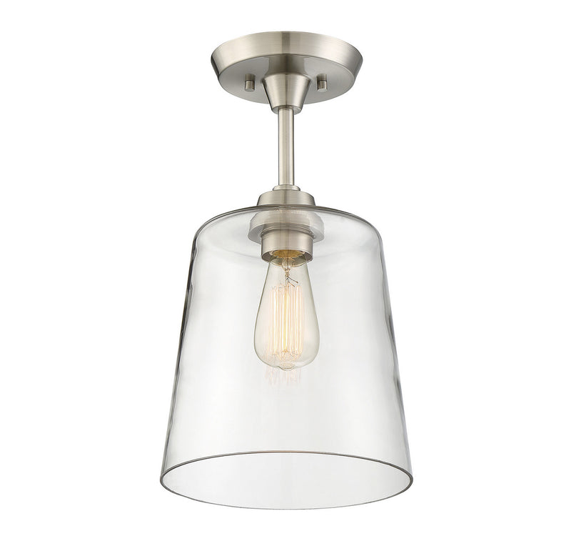 Meridian M60010BN One Light Semi-Flush Mount, Brushed Nickel