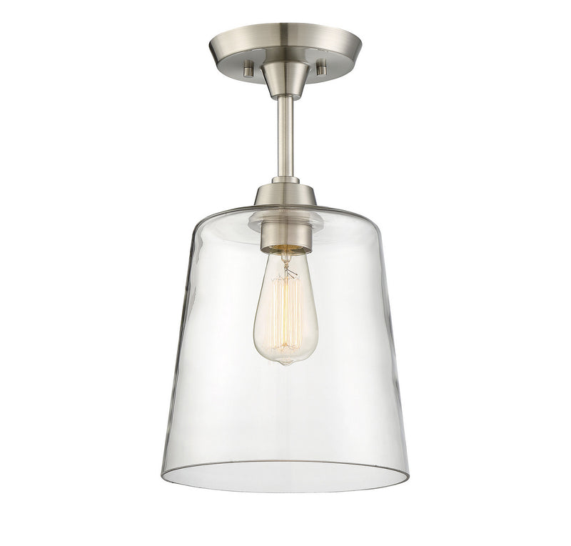 Meridian M60010BN One Light Semi-Flush Mount, Brushed Nickel