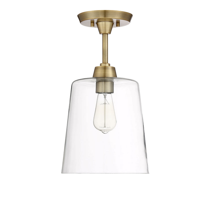 Meridian M60010NB One Light Semi-Flush Mount, Natural Brass