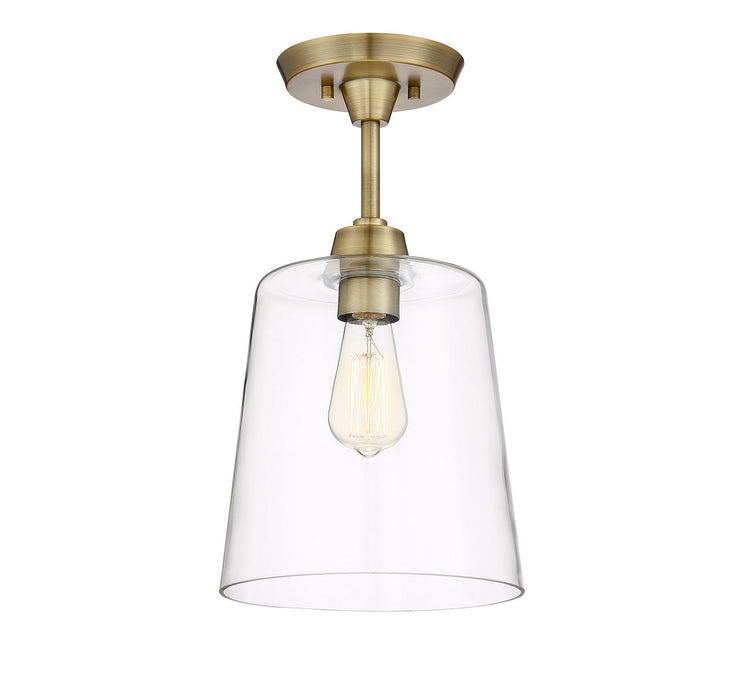 Meridian M60010NB One Light Semi-Flush Mount, Natural Brass