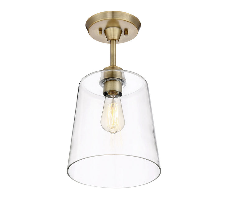Meridian M60010NB One Light Semi-Flush Mount, Natural Brass