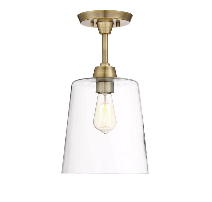 Meridian M60010NB One Light Semi-Flush Mount, Natural Brass