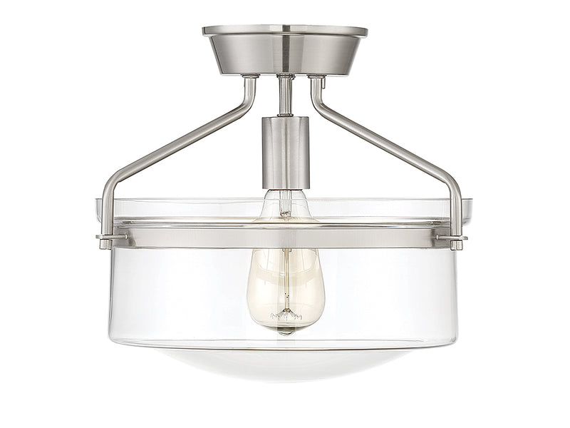 Meridian M60011BN One Light Semi-Flush Mount, Brushed Nickel