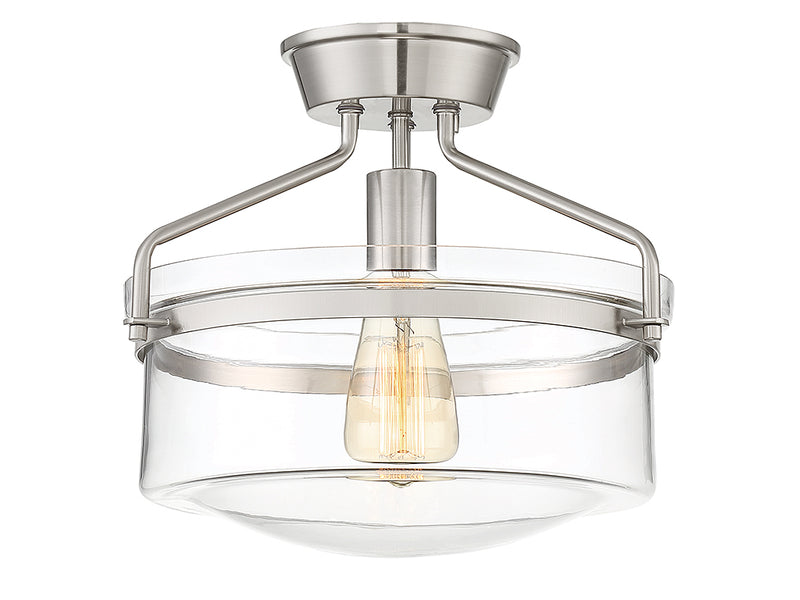 Meridian M60011BN One Light Semi-Flush Mount, Brushed Nickel