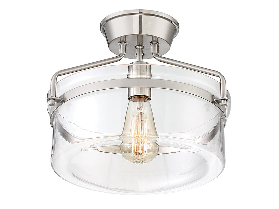 Meridian M60011BN One Light Semi-Flush Mount, Brushed Nickel