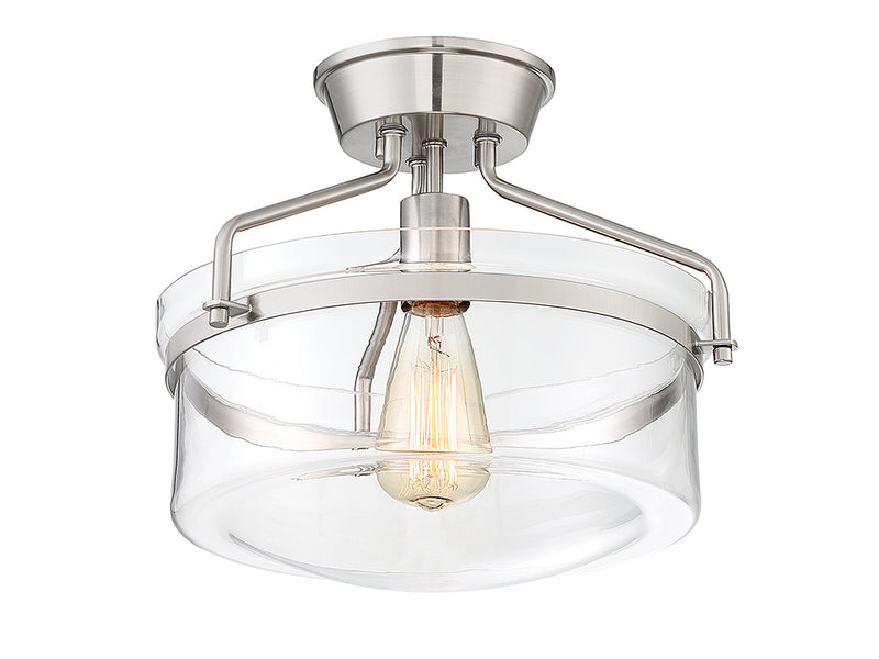 Meridian M60011BN One Light Semi-Flush Mount, Brushed Nickel