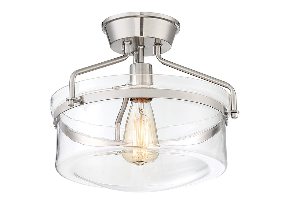 Meridian M60011BN One Light Semi-Flush Mount, Brushed Nickel