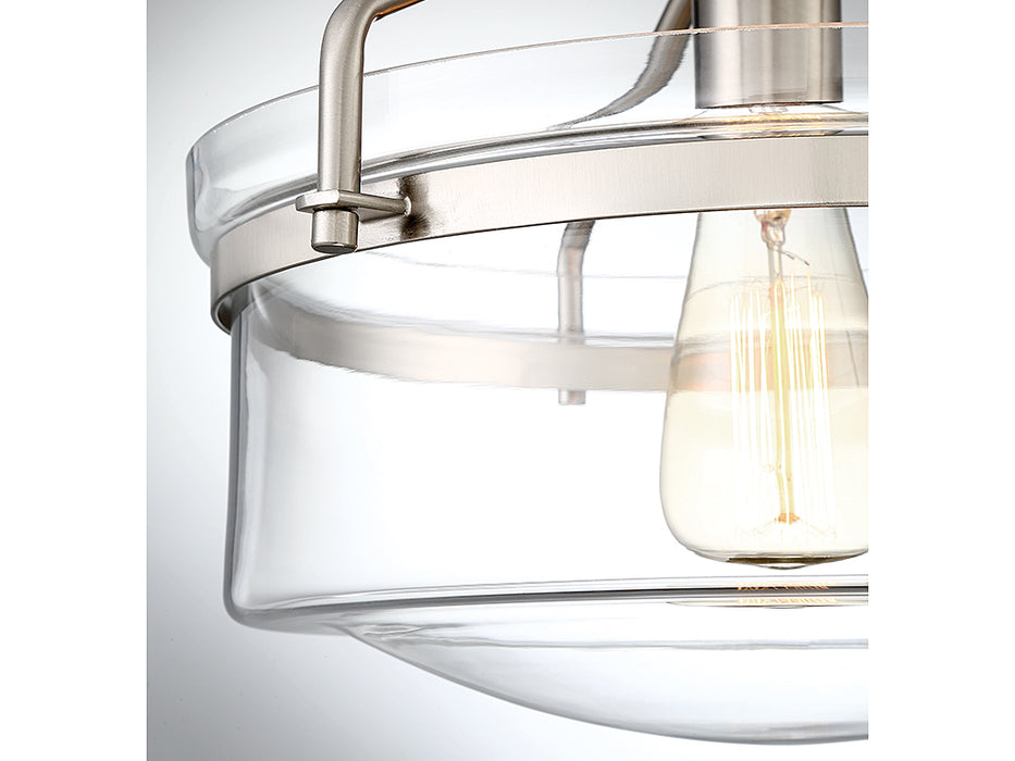Meridian M60011BN One Light Semi-Flush Mount, Brushed Nickel