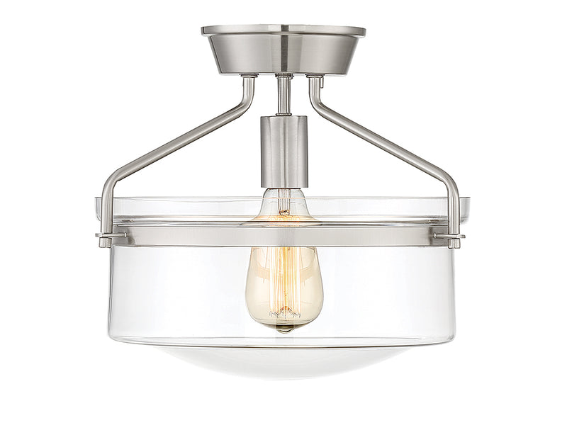 Meridian M60011BN One Light Semi-Flush Mount, Brushed Nickel