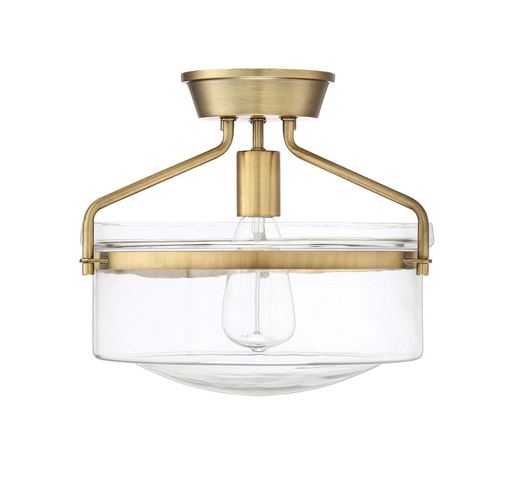 Meridian M60011NB One Light Semi-Flush Mount, Natural Brass
