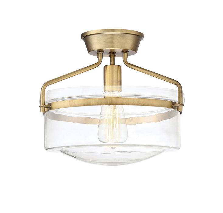 Meridian M60011NB One Light Semi-Flush Mount, Natural Brass
