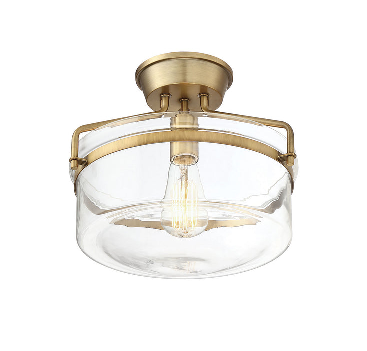 Meridian M60011NB One Light Semi-Flush Mount, Natural Brass
