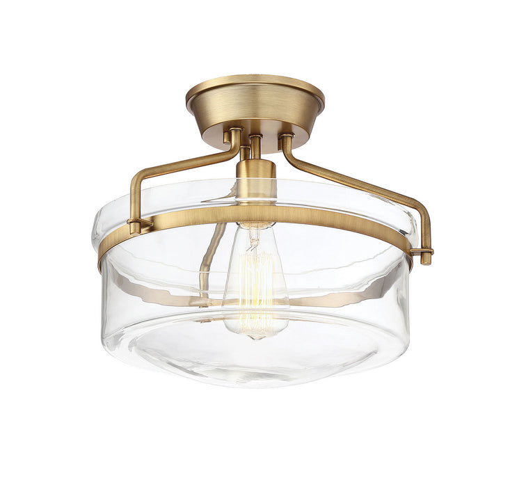 Meridian M60011NB One Light Semi-Flush Mount, Natural Brass