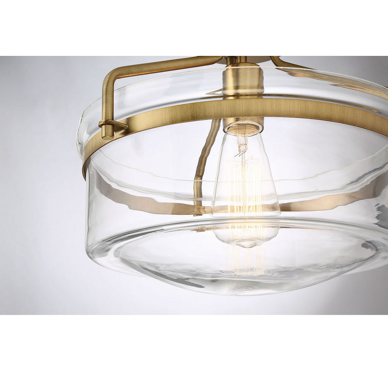 Meridian M60011NB One Light Semi-Flush Mount, Natural Brass