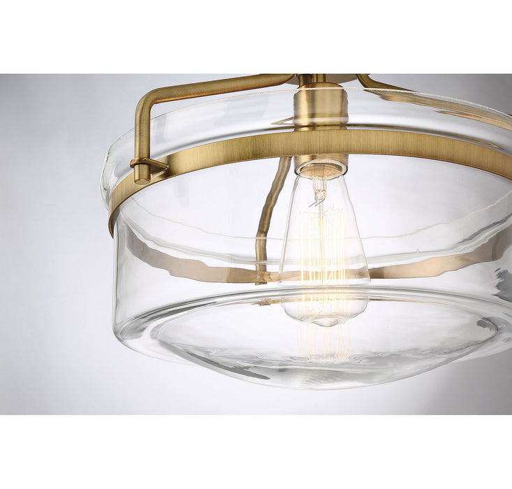 Meridian M60011NB One Light Semi-Flush Mount, Natural Brass