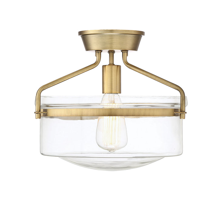 Meridian M60011NB One Light Semi-Flush Mount, Natural Brass