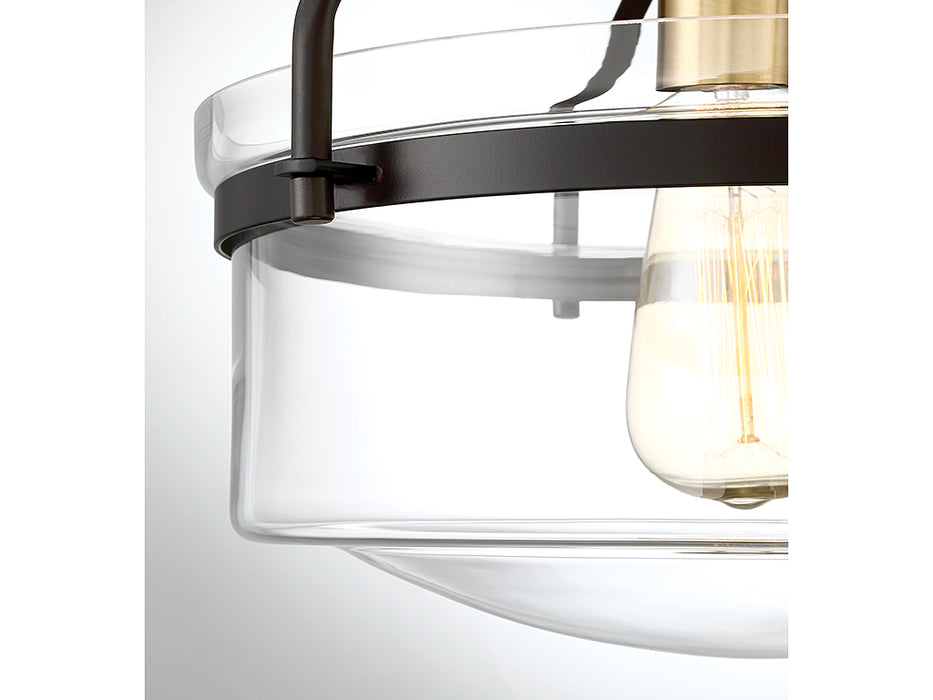 Meridian M60011ORBNB One Light Semi-Flush Mount, Oil Rubbed Bronze with Natural Brass