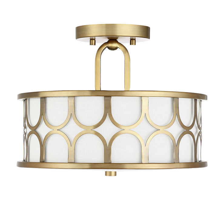 Meridian M60015NB Two Light Semi-Flush Mount, Natural Brass