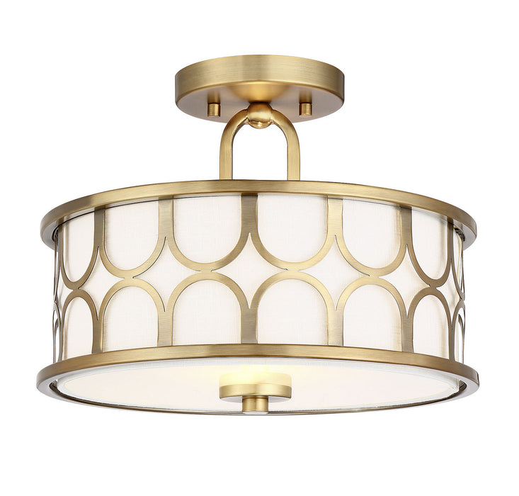 Meridian M60015NB Two Light Semi-Flush Mount, Natural Brass