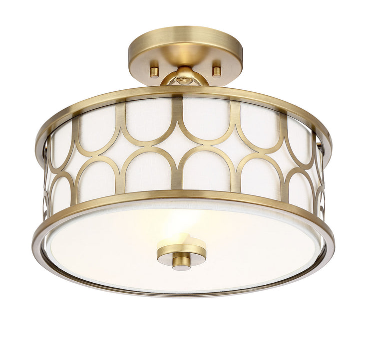 Meridian M60015NB Two Light Semi-Flush Mount, Natural Brass