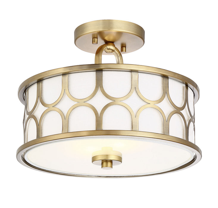 Meridian M60015NB Two Light Semi-Flush Mount, Natural Brass