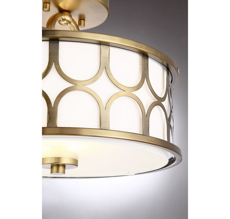 Meridian M60015NB Two Light Semi-Flush Mount, Natural Brass