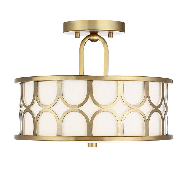 Meridian M60015NB Two Light Semi-Flush Mount, Natural Brass
