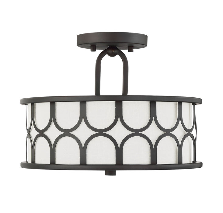 Meridian M60015ORB Two Light Semi-Flush Mount, Oil Rubbed Bronze