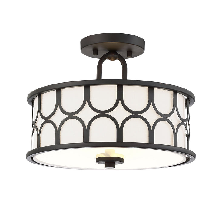 Meridian M60015ORB Two Light Semi-Flush Mount, Oil Rubbed Bronze