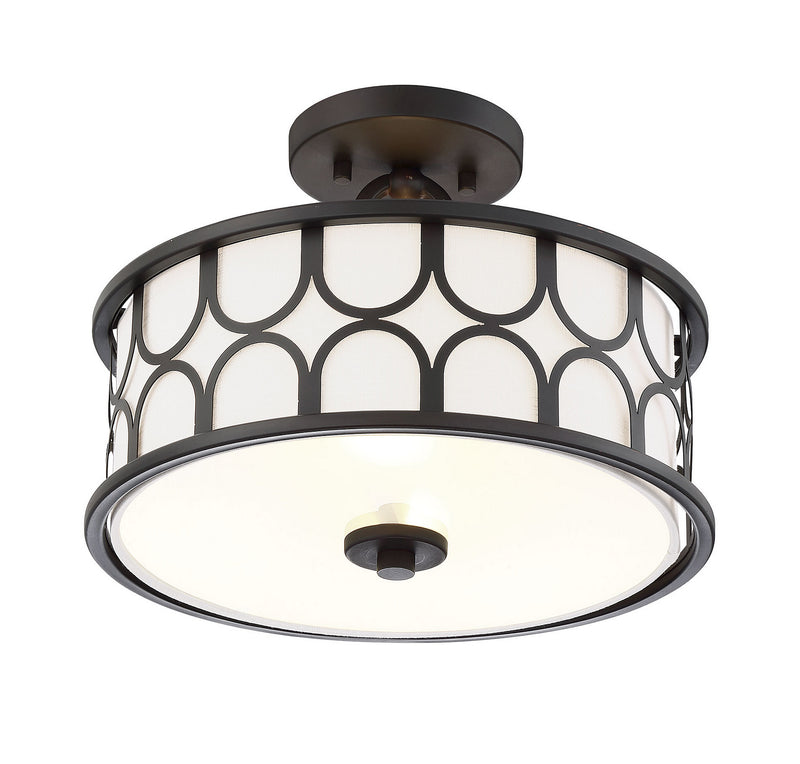 Meridian M60015ORB Two Light Semi-Flush Mount, Oil Rubbed Bronze